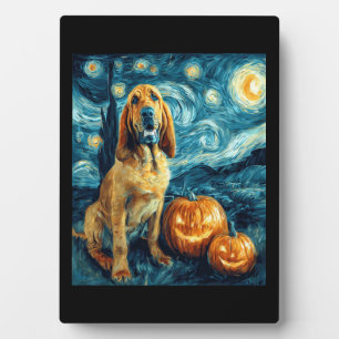 Plaque Photo Chien mignon Bloodhound Halloween Jack O Lantern C