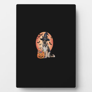 Plaque Photo Chien mignon Halloween berger allemand Jack-o'-lan