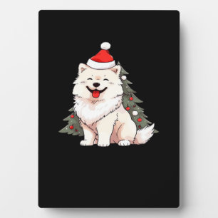 Plaque Photo Chien mignon portant un chapeau de Père Noël et T-