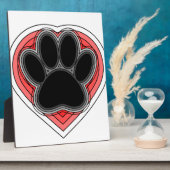 Plaque Photo Chien Paw Dans Le Coeur Rouge Avec Les Outlines (Côté)
