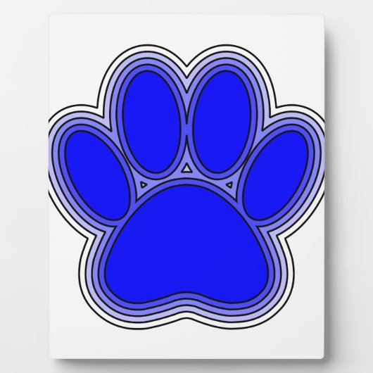Plaque Photo Chien Paw En Bleu Avec Contours (Devant)