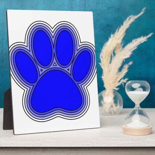 Plaque Photo Chien Paw En Bleu Avec Contours (Côté)