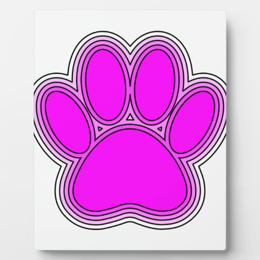 Plaque Photo Chien Paw En Rose Avec Des Contours (Devant)