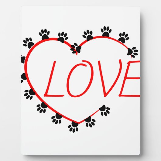 Plaque Photo Chien Paws Red Heart Love (Devant)