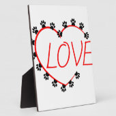 Plaque Photo Chien Paws Red Heart Love (Côté)