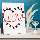 Plaque Photo Chien Paws Red Heart Love (Côté)
