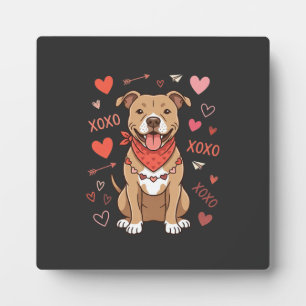 Plaque Photo Chien Pitbull de la Saint-Valentin XOXO Design d'a