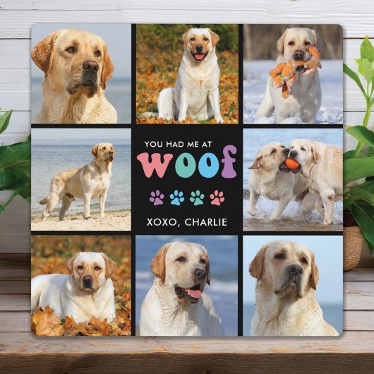 Plaque Photo Chien Vous M'Avez Eu WOOF Custom 8 Photo Collage R