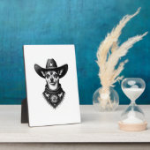 Plaque Photo Chihuahua vintage style cow-boy gravure western D (Côté)