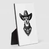 Plaque Photo Chihuahua vintage style cow-boy gravure western D (Côté)