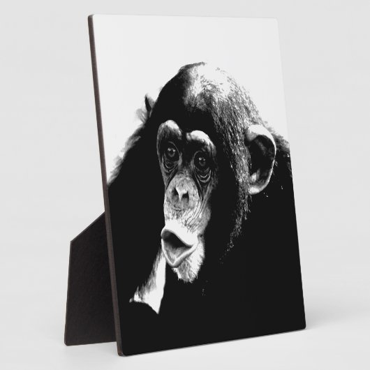 Plaque Photo Chimpanzé noir blanc (Côté)