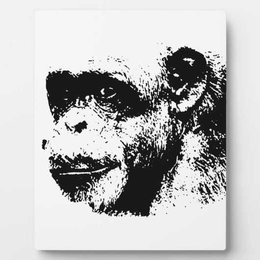 Plaque Photo Chimpanzé noir et blanc (Devant)