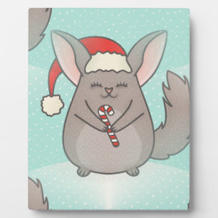 Plaque Photo chinchillas de noël