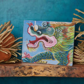 Plaque Photo Chinese Foo Dog / Lion Guardian Mural (Côté)