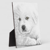 Plaque Photo Chiot blanc mignon (Côté)