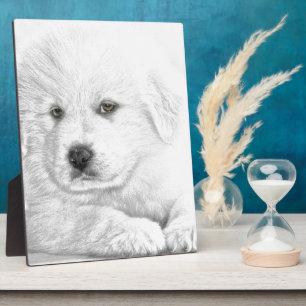 Plaque Photo Chiot blanc mignon