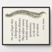 Plaque Photo Chiropratique Ajustement Palmer Citation Easel (Devant)