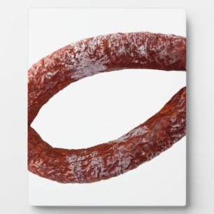 Plaque Photo Chorizo saucisse isolée comme coupée