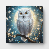 Plaque Photo Chouette À Neige Avec Éperche, (Devant)