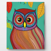 Plaque Photo Chouette Abstraite d'art populaire coloré (Devant)
