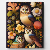 Plaque Photo Chouettes et fleurs | Tabletop Haeckel moderne (Devant)