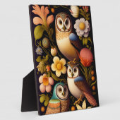 Plaque Photo Chouettes et fleurs | Tabletop Haeckel moderne (Côté)