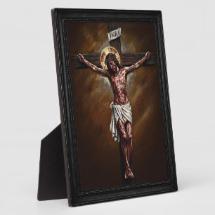 Plaque Photo Christ Jésus Seigneur sur la Croix Dessin à la cra