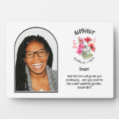 Plaque Photo Christian AOÛT Naissance Mois Fleur NOM PHOTO (Devant)