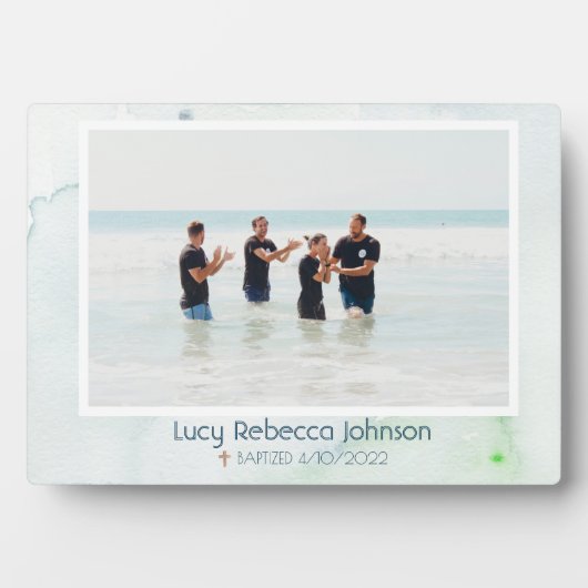 Plaque Photo Christian Baptême cadeau commémoratif Océan bleu (Devant)