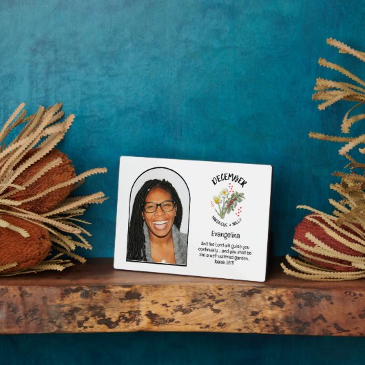 Plaque Photo Christian DECEMBRE NOM DE Fleur Mois de naissance  (Côté)