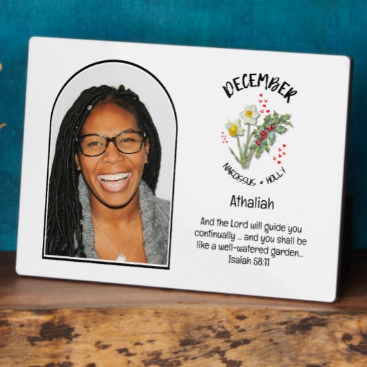 Plaque Photo Christian DECEMBRE NOM DE Fleur Mois de naissance 