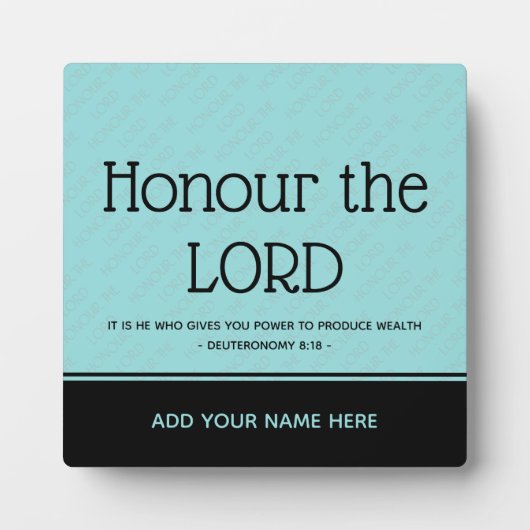 Plaque Photo Christian Inspirational Custom HONOR THE LORD (Devant)