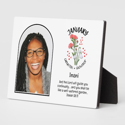 Plaque Photo Christian JANVIER Naissance Mois Fleur NOM PHOTO (Côté)