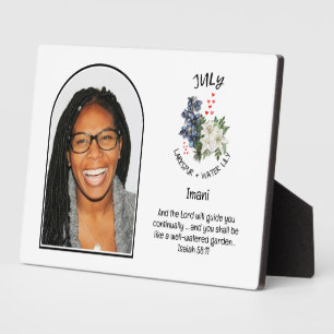 Plaque Photo Christian JULY Mois de naissance Fleur NOM PHOTO