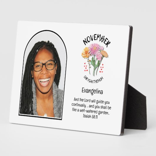 Plaque Photo Christian NOVEMBER Fleur Mois de naissance NOM PHO (Côté)