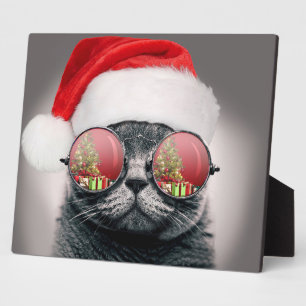 Plaque Photo Christmas Cat With Sung