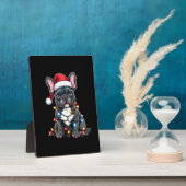 Plaque Photo Christmas Dog French Bulldog Xmas Frenchie 3 (Côté)