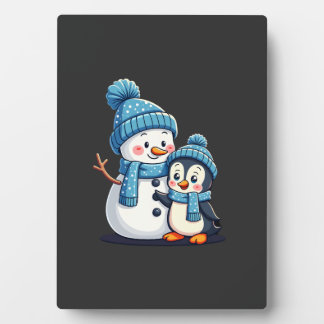 Plaque Photo Christmas Merry Christmas For Gift Penguin Snowman