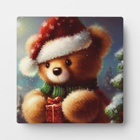 Plaque Photo Christmas Teddy Bear 2 (Devant)