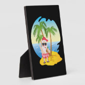 Plaque Photo Christmas Tropical Beach Funny Santa Claus (Côté)