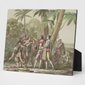 Plaque Photo Christophe Colomb (1451-1506) avec Amérindiens (Côté)