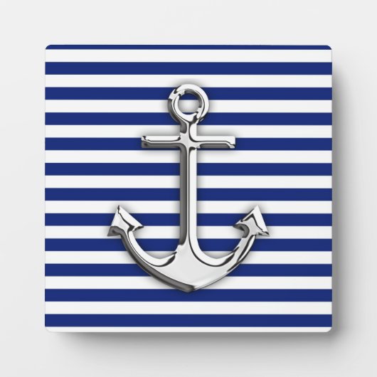 Plaque Photo Chrome Anchor on Navy Stripes (Devant)