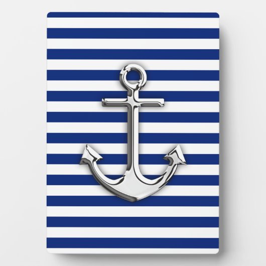Plaque Photo Chrome Anchor on Navy Stripes (Devant)