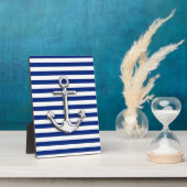 Plaque Photo Chrome Anchor on Navy Stripes (Côté)