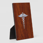 Plaque Photo Chrome Comme Caduceus Symbole Médicale Mahogany Br (Côté)