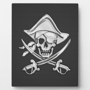 Plaque Photo Chrome comme Pirate sur Black Carbon Fiber