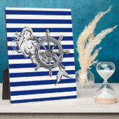 Plaque Photo Chrome Comme Sirène sur les rayures Nautiques (Côté)