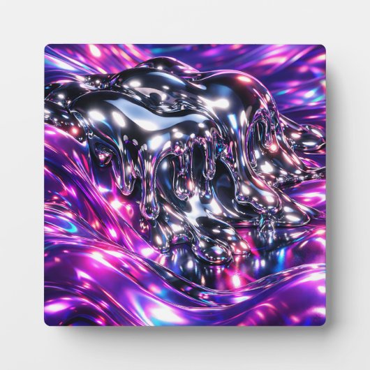 Plaque Photo Chrome Liquide Violet Abstrait (Devant)