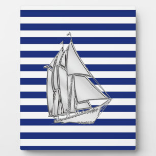 Plaque Photo Chrome Sailboat sur les rayures nautiques