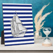 Plaque Photo Chrome Sailboat sur les rayures nautiques (Côté)